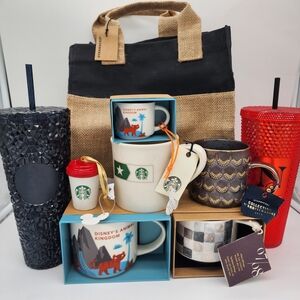 Starbucks 9 Piece Bundle Mugs Cups Tote Disney+Anniversary NEW